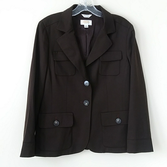 Talbots Stretch Wool Lined Two Button Blazer 10P Brown - Picture 5 of 16